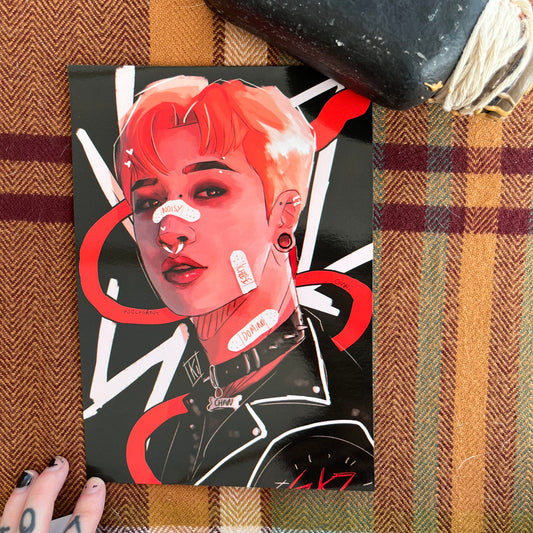 Red white chan print / skz a5